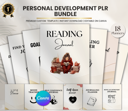 Personal Development PLR Bundle | Editable Canva Self-Growth & Success Templates