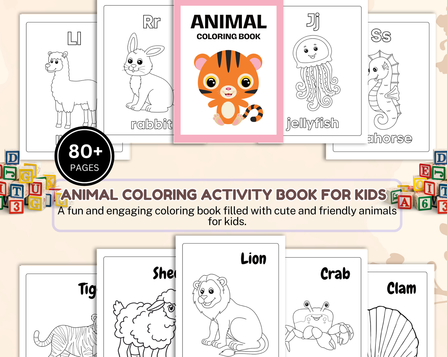 Animal Coloring Book for Kids | Printable Fun Animal Coloring Pages & Activity Worksheets