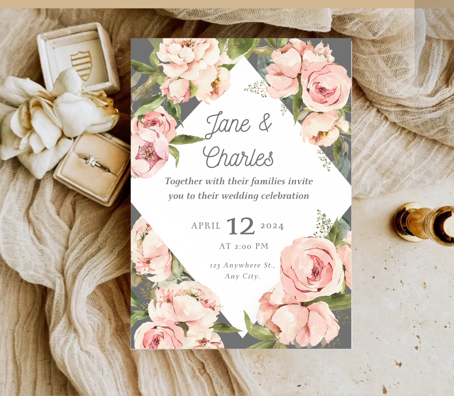 Wedding Invitation Template | Editable Canva Wedding Invite Design Printable & Digital