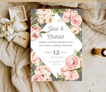 Wedding Invitation Template | Editable Canva Wedding Invite Design Printable & Digital