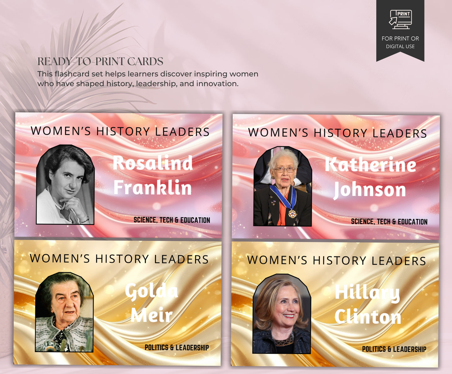 Women Leaders Flashcards | Printable Inspirational History Study Cards PDF