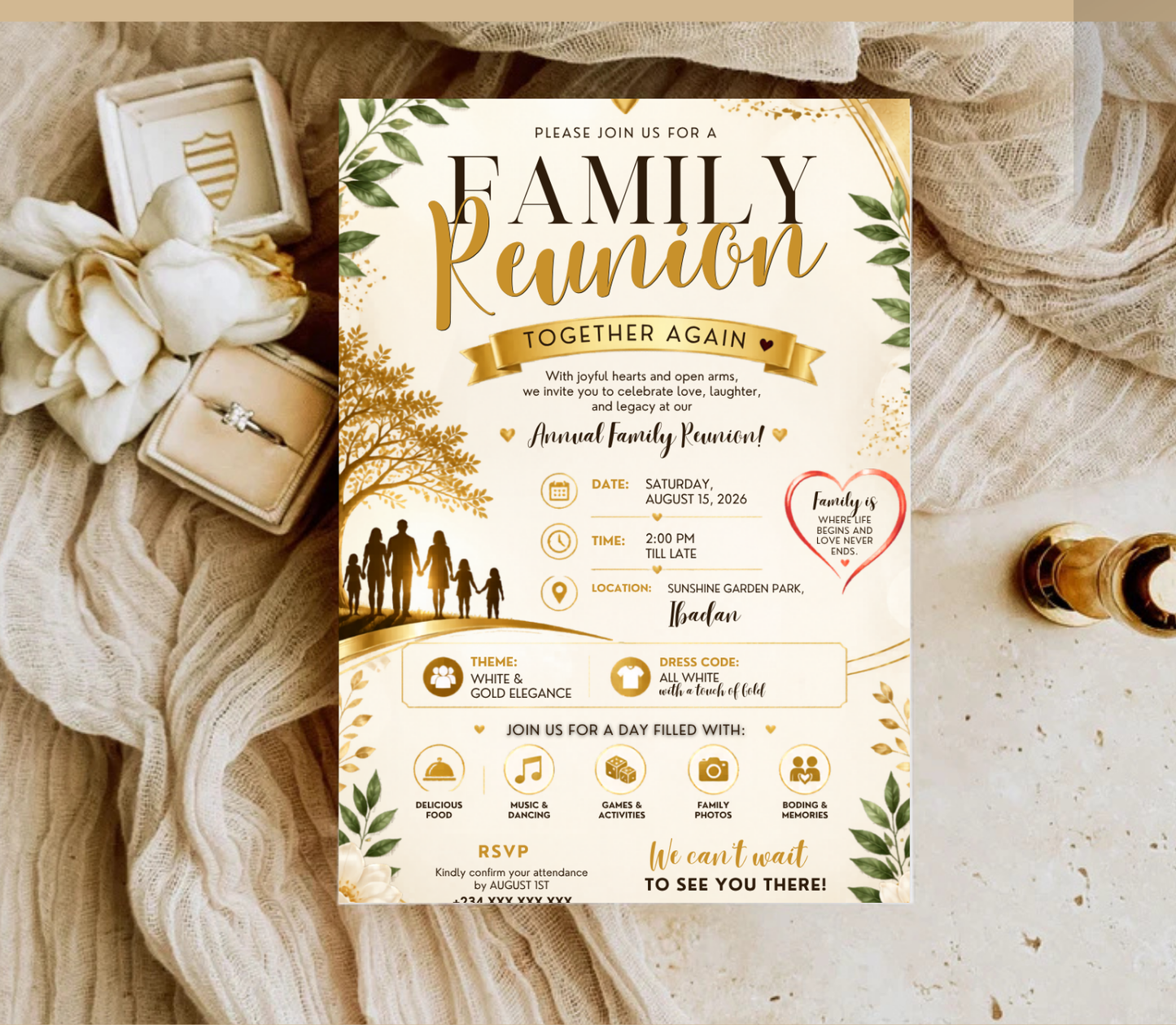 Family Reunion Invitation Template | Editable Canva Reunion Party Invite Design Printable & Digital
