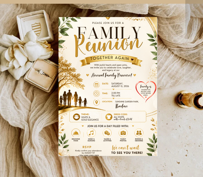 Family Reunion Invitation Template | Editable Canva Reunion Party Invite Design Printable & Digital