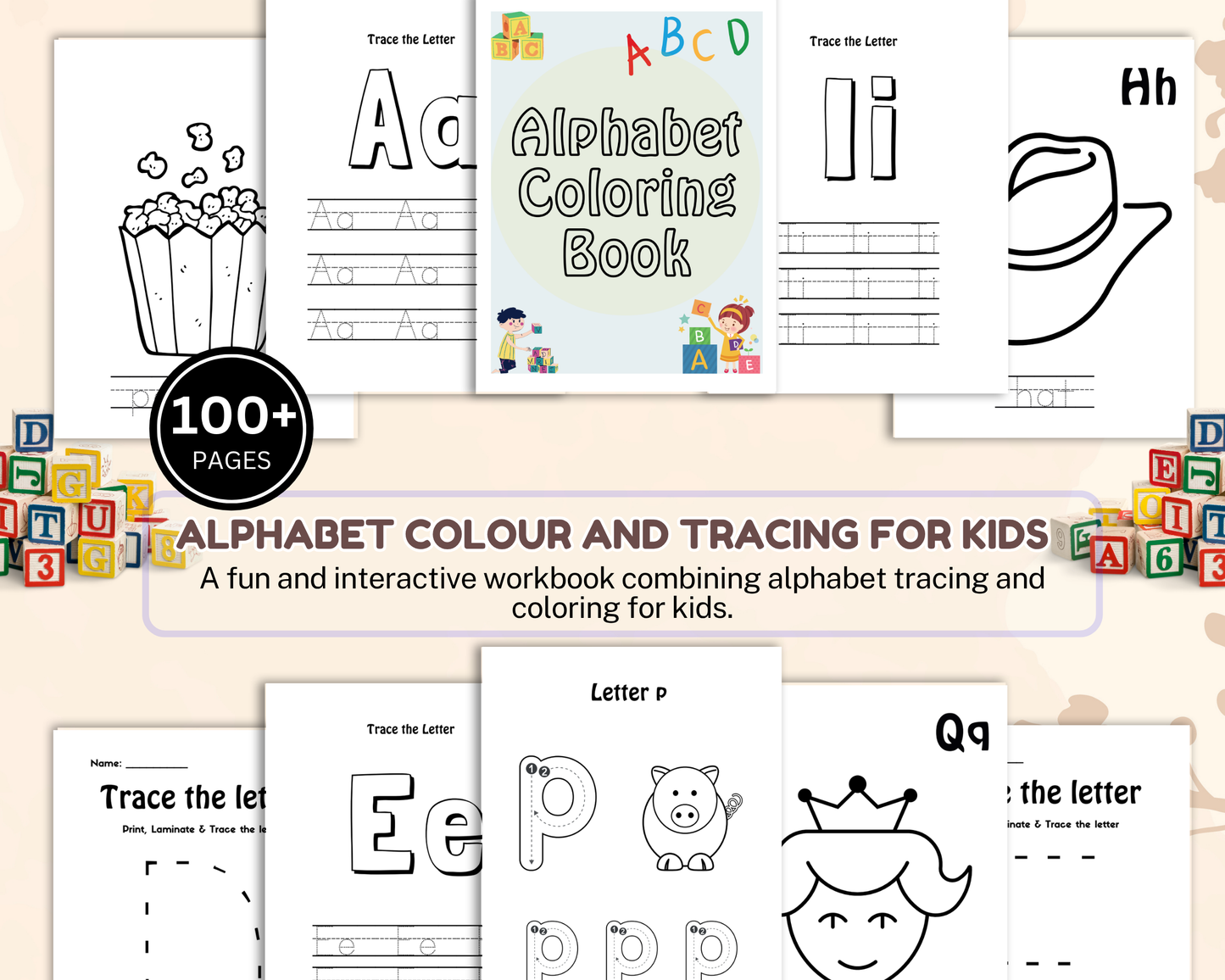 Alphabet Coloring & Tracing Worksheets for Kids | Printable ABC Learning & Handwriting Practice