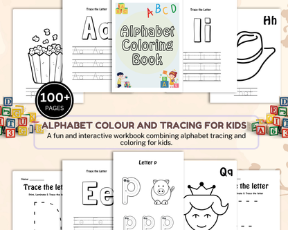 Alphabet Coloring & Tracing Worksheets for Kids | Printable ABC Learning & Handwriting Practice