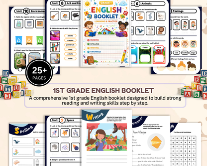 1st Grade English Workbook | Printable Reading, Writing & Grammar Activities for Kids
