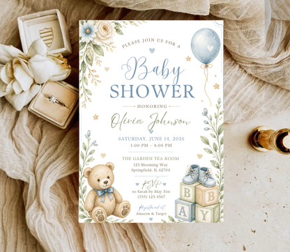 Baby Shower Invitation Template | Editable Canva Baby Shower Invite Design Printable & Digital