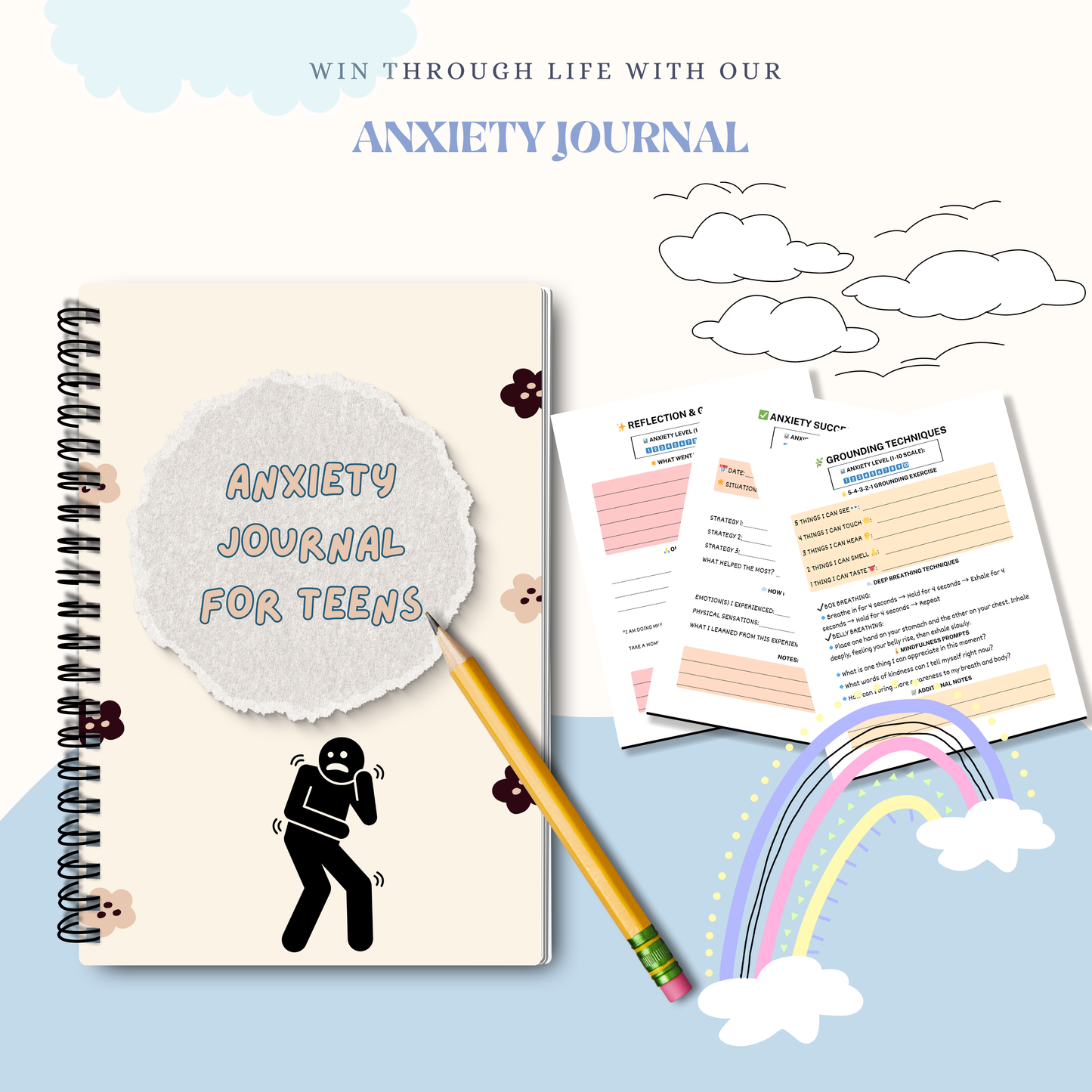 Anxiety Journal PDF | Guided Reflection, Stress Relief Workbook, Mental Health Tracker, Mindfulness &amp; Coping Tools