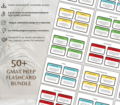 GMAT Test Prep Flashcards Bundle | Printable Study Cards for Exam Success