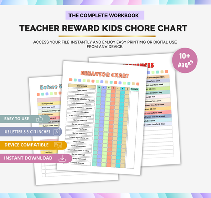 Teacher Reward Kids Chore Chart | Printable Classroom Responsibility Tracker