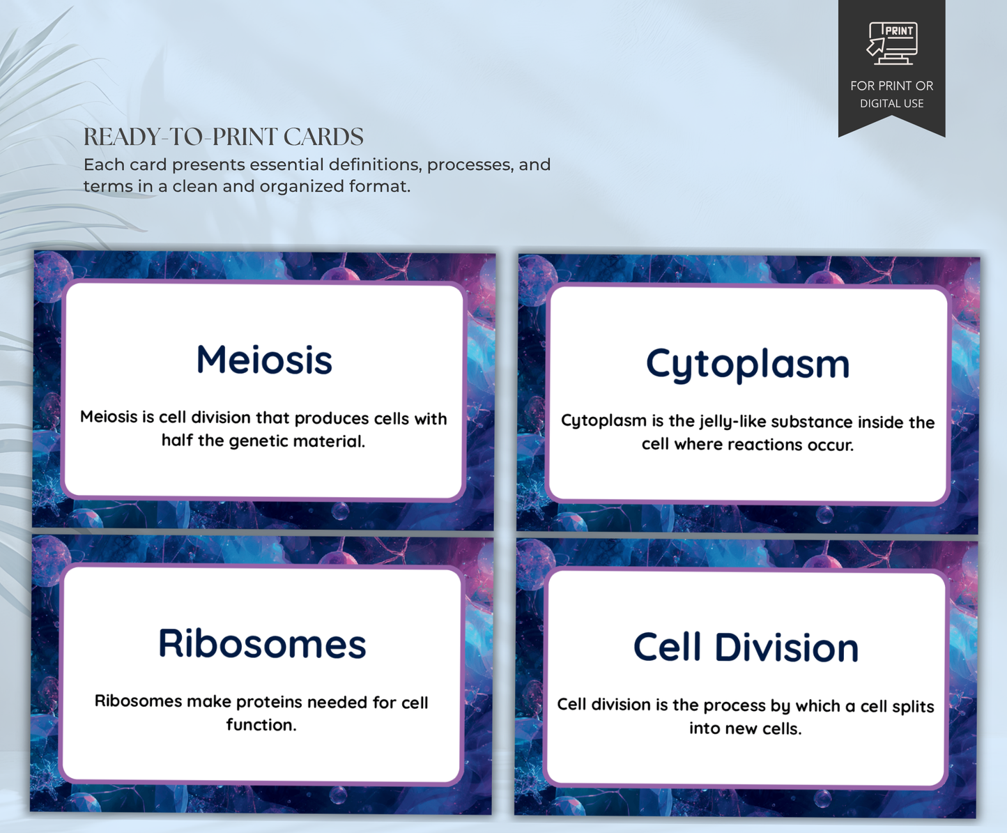 Biology Flashcards | Printable Study Cards PDF for Students & Exam Prep