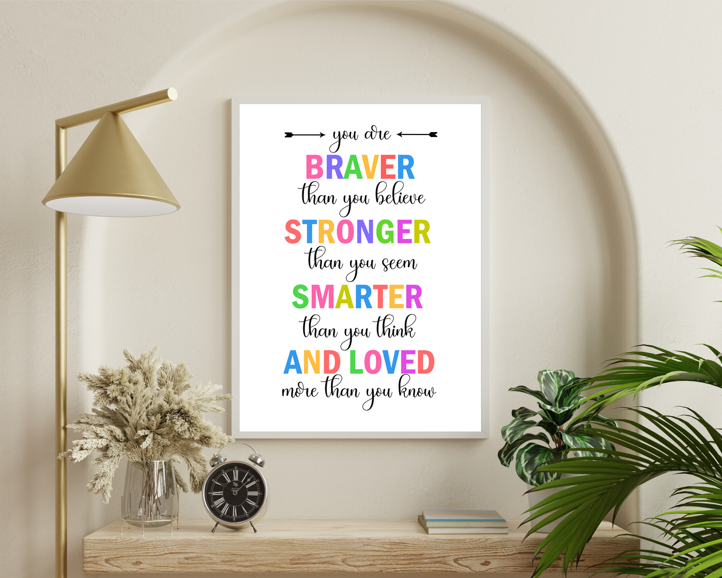You Are Braver Than Wall Art | Inspirational Quote Poster, Confidence &amp; Courage Decor, Printable Motivational Wall Art