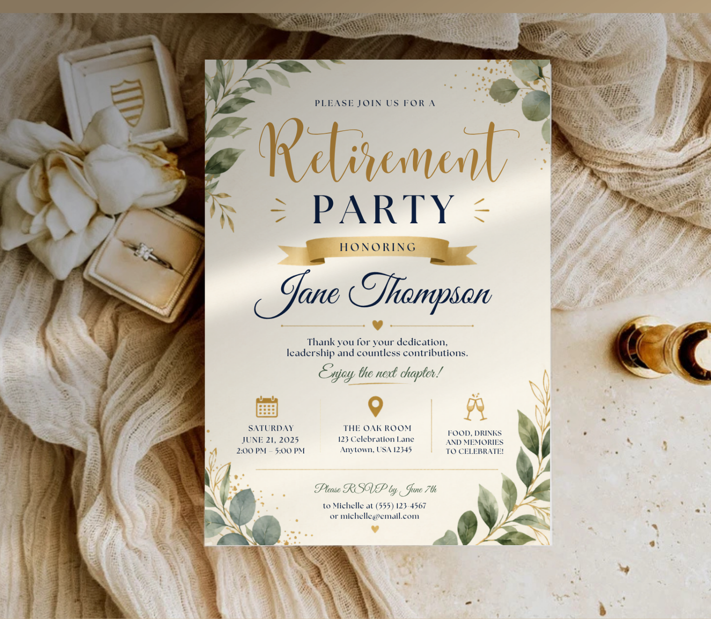 Retirement Invitation Template | Editable Canva Retirement Party Invite Design Printable & Digital