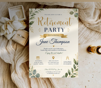 Retirement Invitation Template | Editable Canva Retirement Party Invite Design Printable & Digital