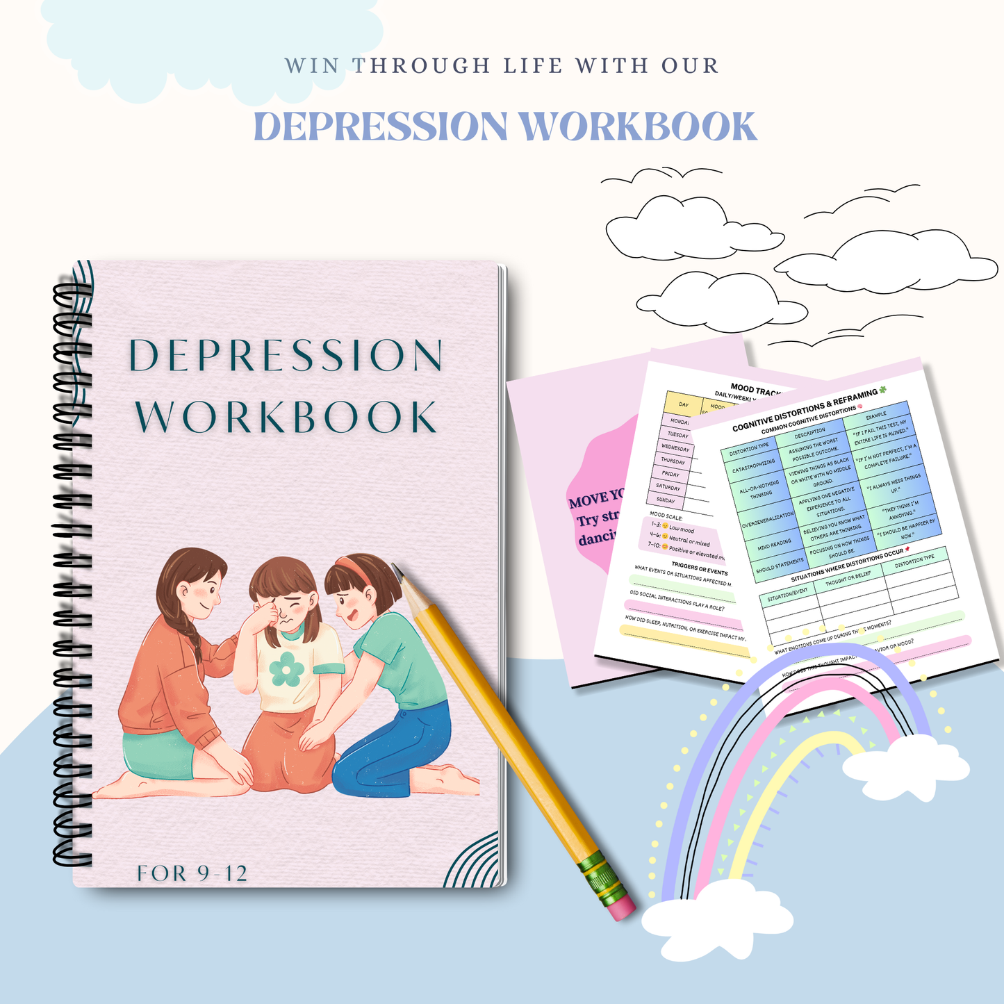Depression Workbook PDF | Mental Health Journal, CBT Exercises, Mood Tracker &amp; Self-Help Therapy Guide