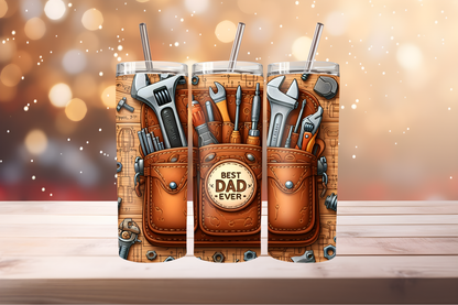 Best Dad Ever Tumbler Wrap PNG | Father’s Day Gift Design, 20oz Skinny Tumbler Sublimation, Dad Quote Tumbler Template