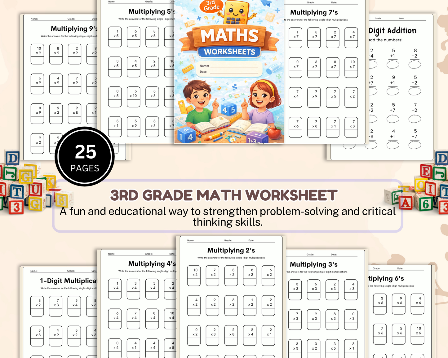 3rd Grade Math Worksheets | Printable Multiplication, Division & Problem Solving Activities