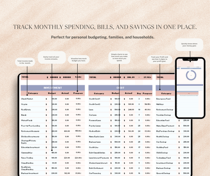 Monthly Budget Tracker Spreadsheet | Income & Expense Google Sheets Finance Planner