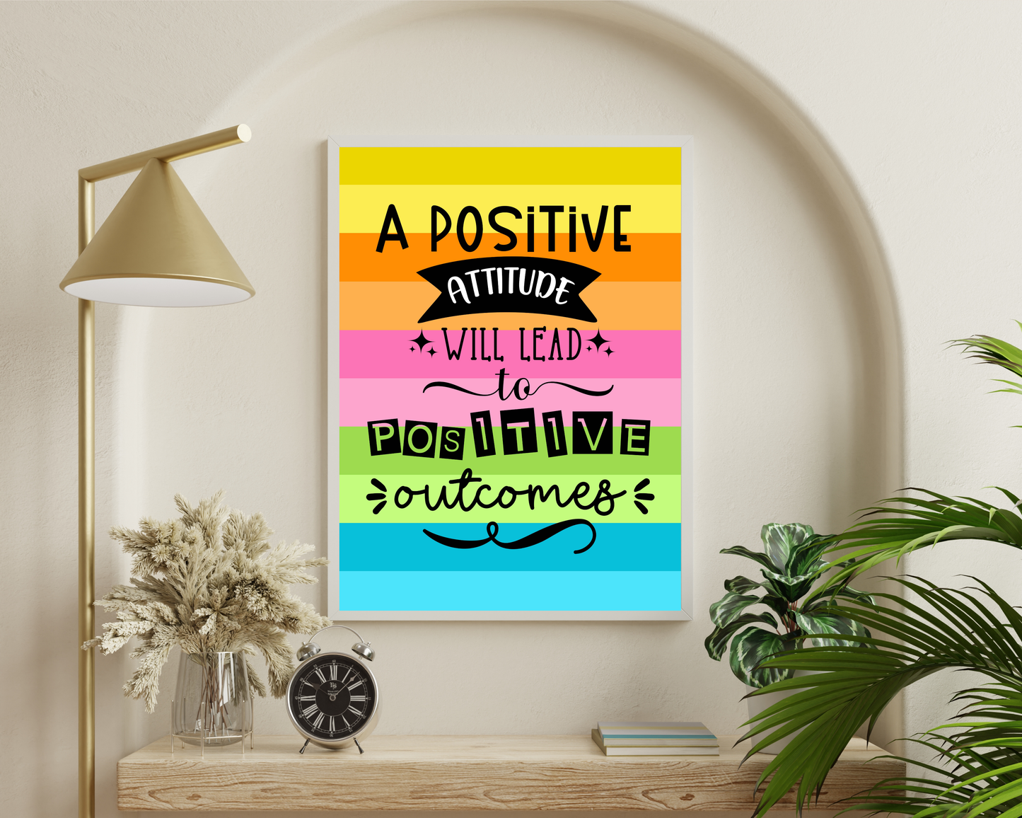 Positive Attitude Motivation Wall Art | Inspirational Quotes Poster, Mindset &amp; Self-Improvement Decor, Printable Motivational Wall Art