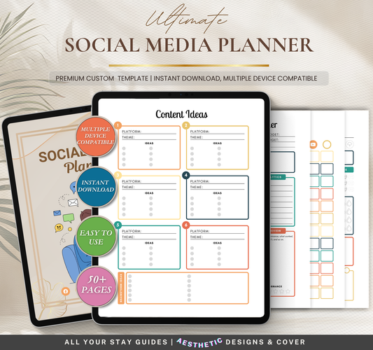 Social Media Planner | Content Calendar & Strategy Digital Planner