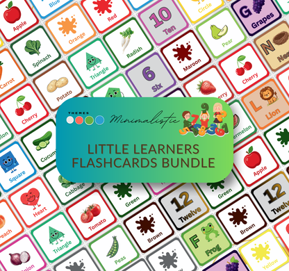 Little Learners Flashcards Bundle | Printable Preschool & Kids Study Cards PDF