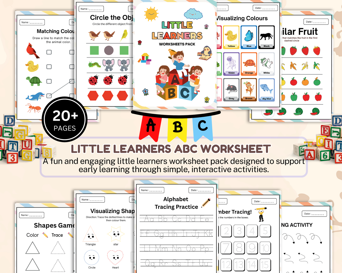 Little Learners ABC Worksheet | Printable Alphabet Tracing & Letter Recognition Activities for Kids