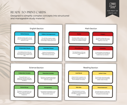 ACT Prep Flashcards Bundle | Printable Study Cards for Exam Success
