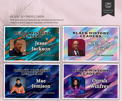 Black Leaders Flashcards Set | Educational African & African American History Learning Cards for Kids