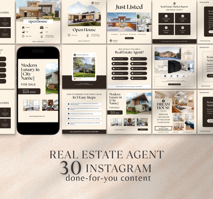 Real Estate Agent Instagram Templates | Editable Canva Social Media Posts for Realtors
