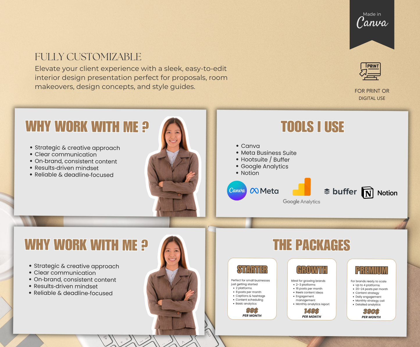 Social Media Portfolio | Editable Canva Media Kit Template for Creators & Influencers