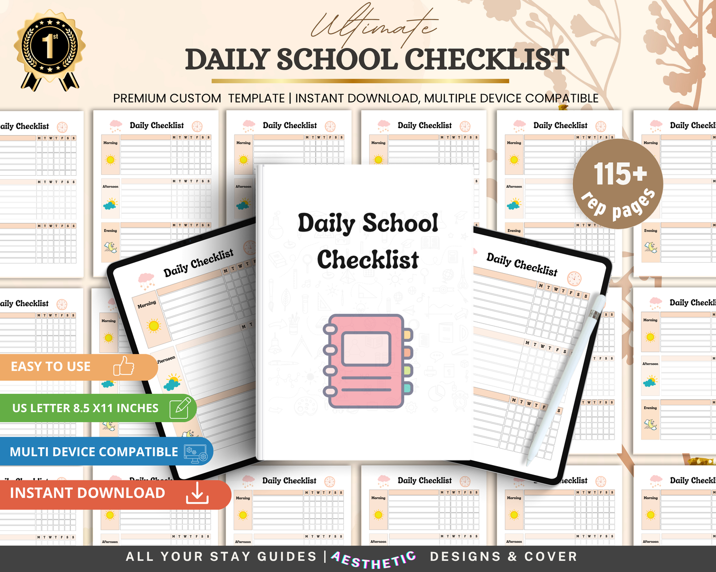 Daily School Checklist for Kids | Printable Morning & Homework Routine Planner  📝