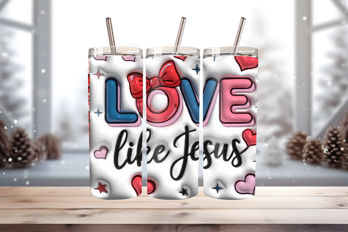 Love Like Jesus Tumbler Wrap PNG | Faith-Based Inspirational Design, 20oz Skinny Tumbler Sublimation, Christian Quote Wrap