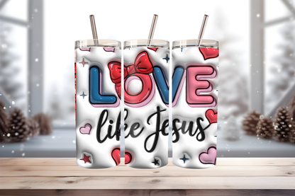 Love Like Jesus Tumbler Wrap PNG | Faith-Based Inspirational Design, 20oz Skinny Tumbler Sublimation, Christian Quote Wrap