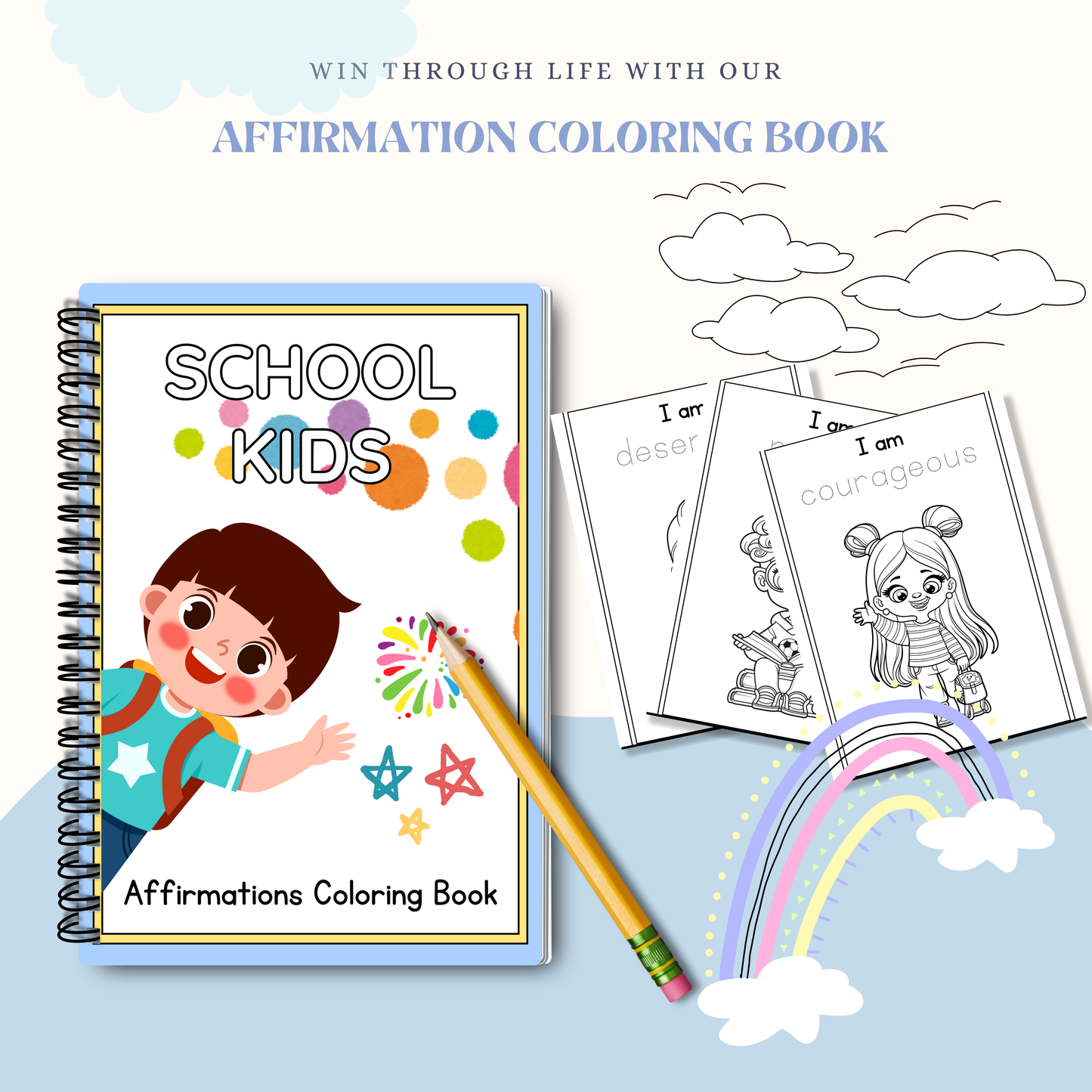 School Kids Positive Affirmations Coloring Book PDF | Confidence Building Coloring Pages, Self Esteem &amp; Mindfulness Activities for Children