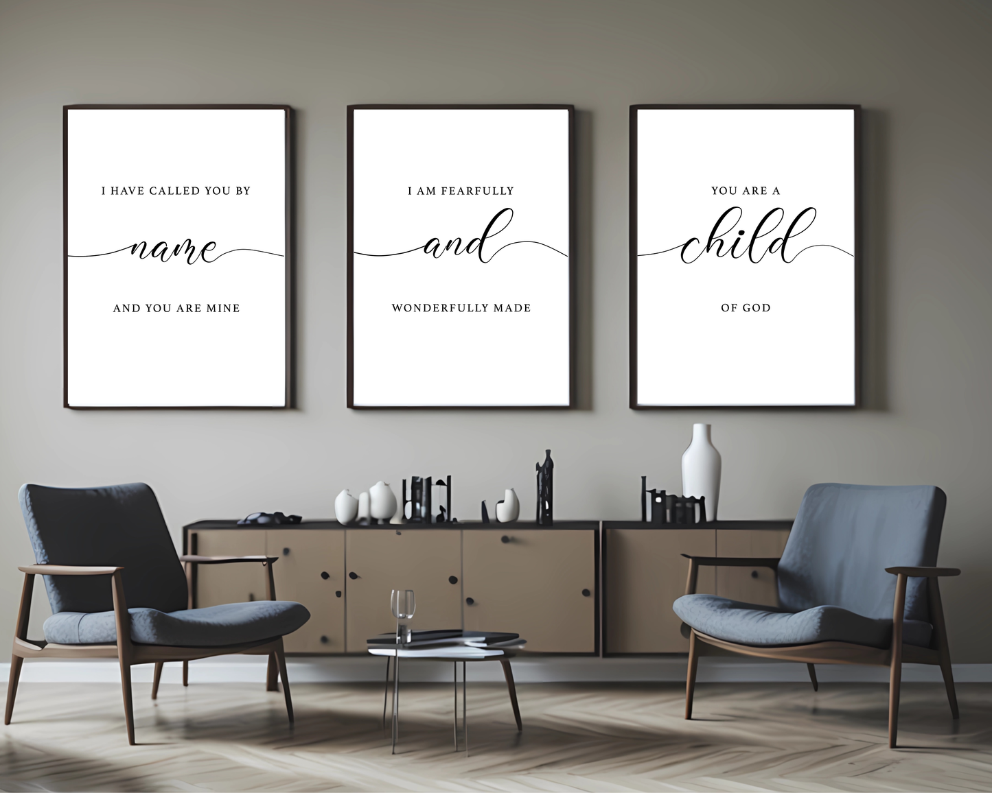 Bible Verse Wall Art Set of 3 | Christian Scripture Printable Decor, Minimalist Faith Home, Bedroom & Office Wall Prints