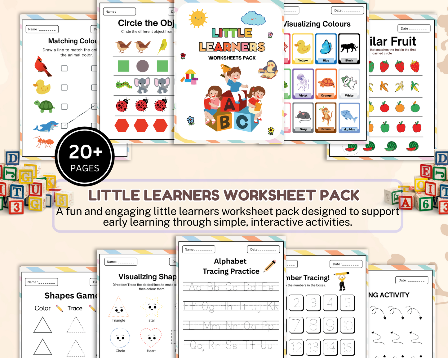 Little Learner Worksheet Pack | Printable Preschool & Early Learning Activities for Kids