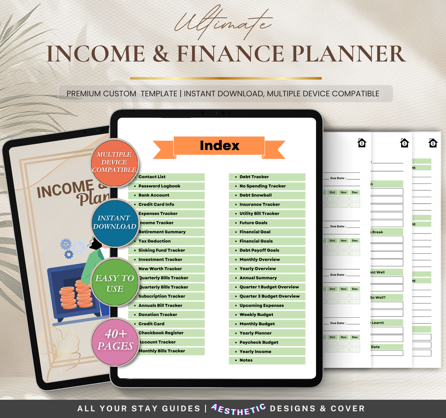 Income & Finance Planner | Budget & Money Management Digital Planner
