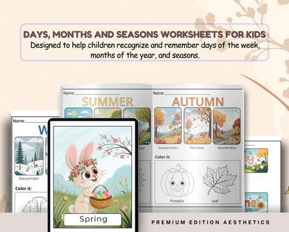 Days, Months & Seasons Worksheets for Kids | Printable Calendar & Time Learning Activities