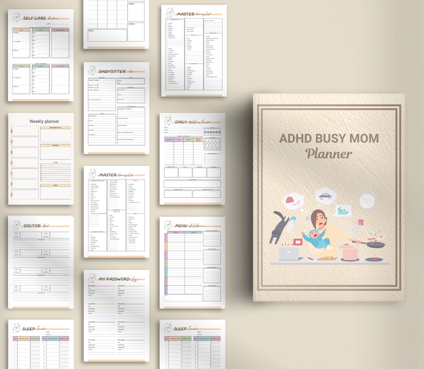 ADHD Busy Mom Planner | Printable Daily Organizer & Productivity Tracker