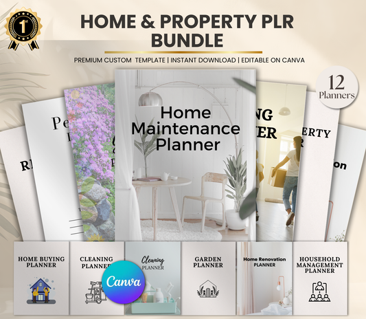 Home & Property PLR Bundle | Editable Canva Real Estate & Home Organization Templates