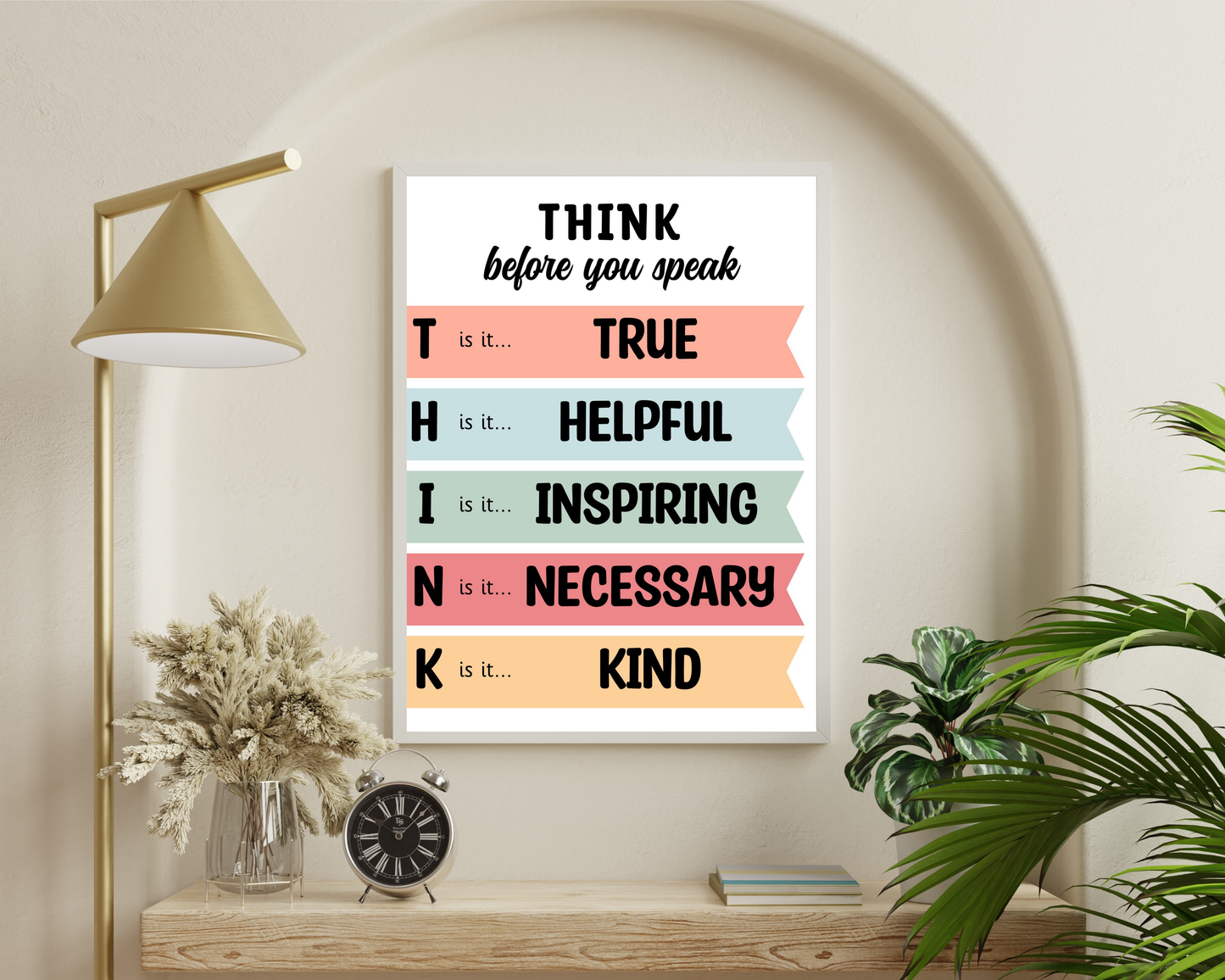 Think Before You Speak Wall Art | Inspirational Quote Poster, Mindfulness &amp; Communication Decor, Printable Motivational Wall Art