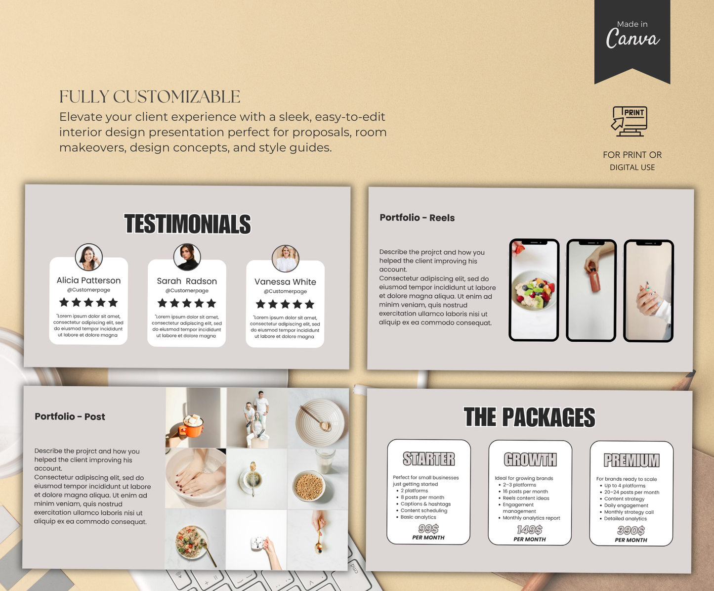 Social Media Portfolio Template | Editable Canva Branding Kit for Creators & Influencers