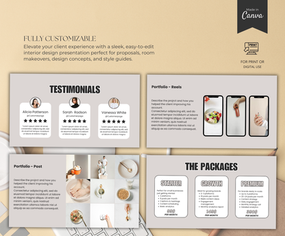 Social Media Portfolio Template | Editable Canva Branding Kit for Creators & Influencers