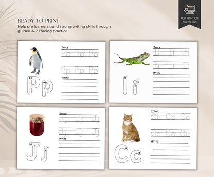 A–Z Alphabet Tracing Worksheets for Kids | Printable ABC Handwriting & Letter Practice Activities  📝