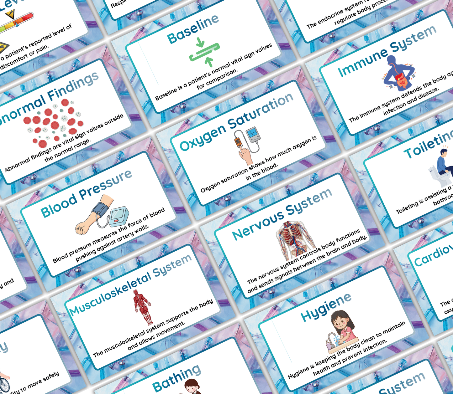 Nursing Flashcards Bundle | Printable NCLEX Study Cards PDF for Nursing Students