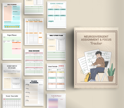 Neurodivergent Assignment & Focus Tracker | Printable Productivity Planner