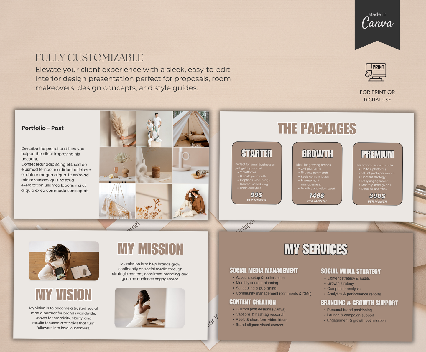 Social Media Portfolio | Editable Canva Media Kit Template for Creators & Influencers