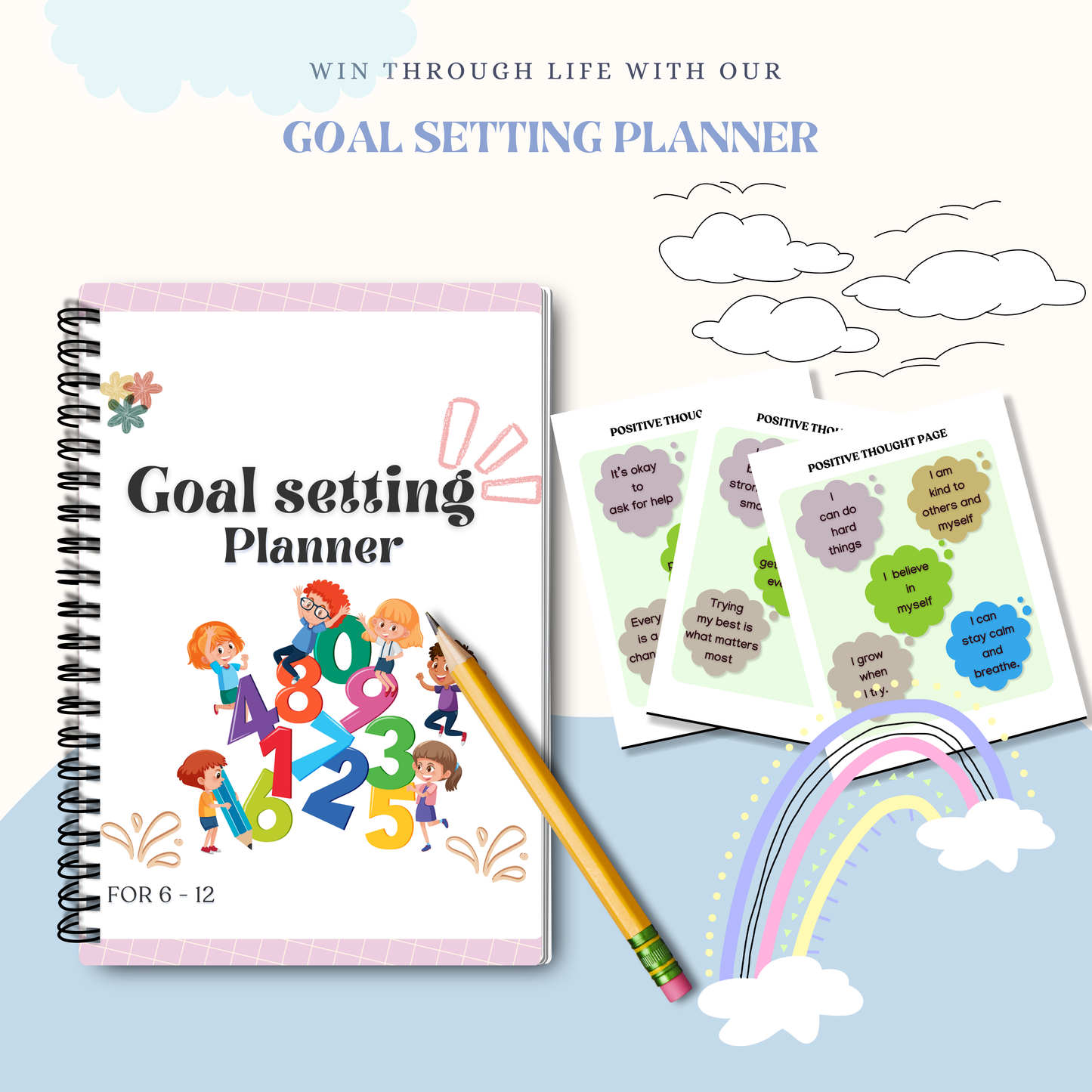 Goal Setting Planner PDF | Daily, Weekly &amp; Monthly Planner, Productivity Journal, Goal Tracker &amp; Personal Development Workbook