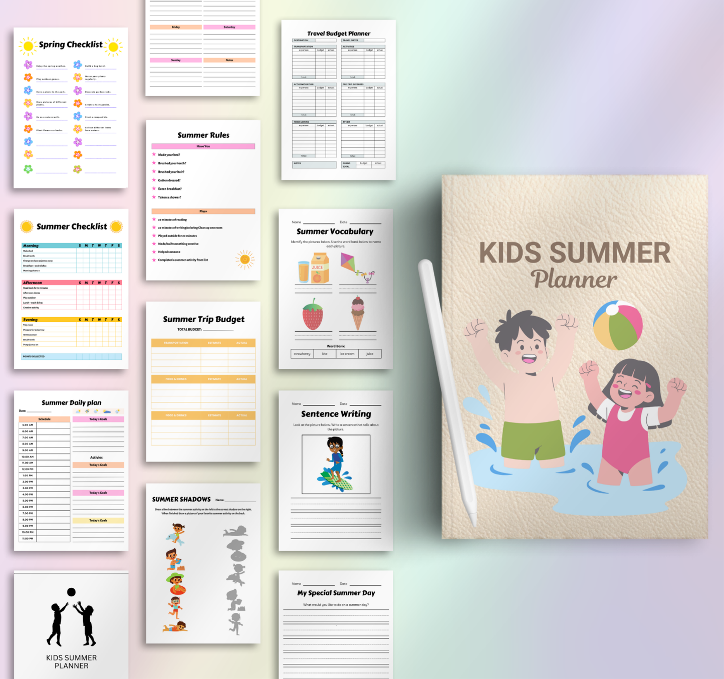 Kids Summer Planner | Printable Daily Activity & Vacation Organizer