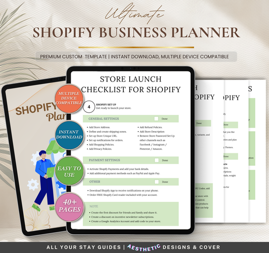 Shopify Business Planner | Editable Canva eCommerce Strategy & Store Growth Digital Planner